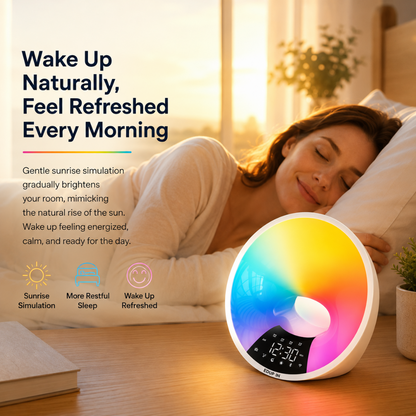 Smart App Alarm Clock with White Noise & Sunrise Lights